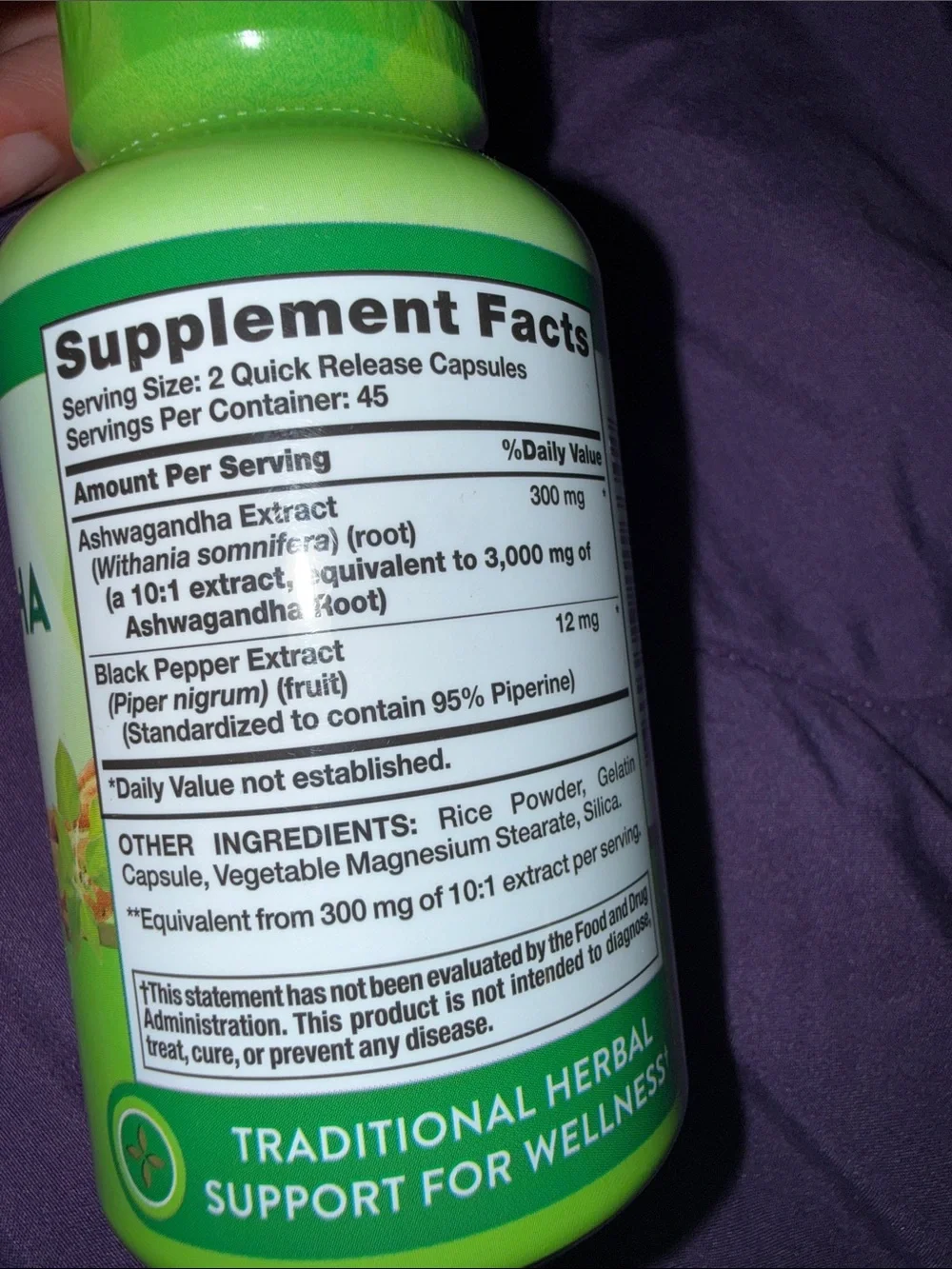 Extra Strength Ashwagandha 3,000 mg – Green